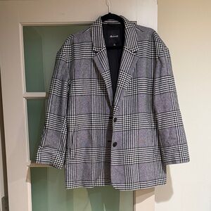 Madewell Black and White Glen Plaid Blazer